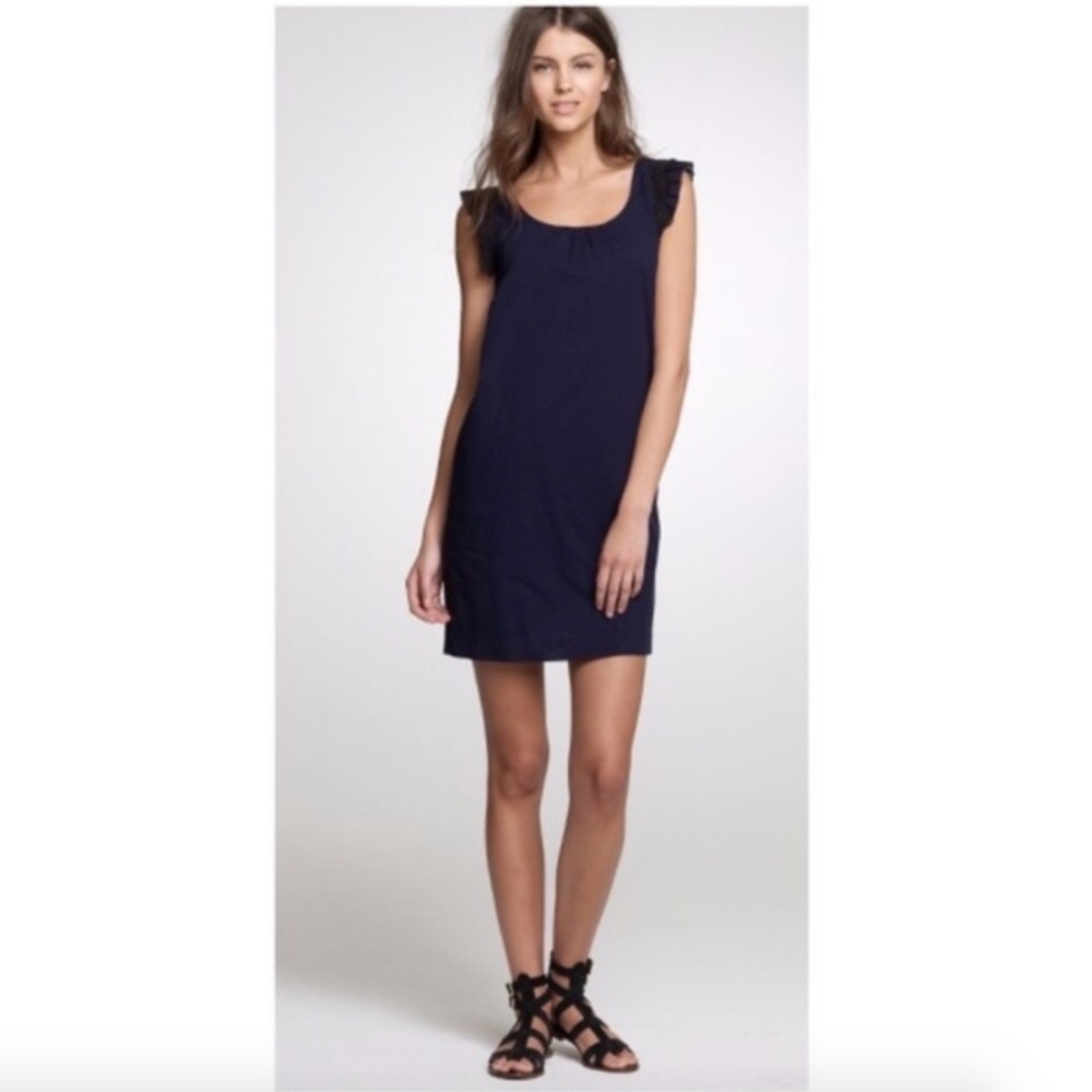 J.Crew Midnight Swiss Dot Shift Dress Size 8 EUC